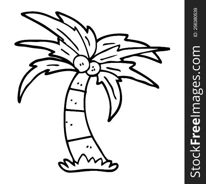 line drawing cartoon palm tree