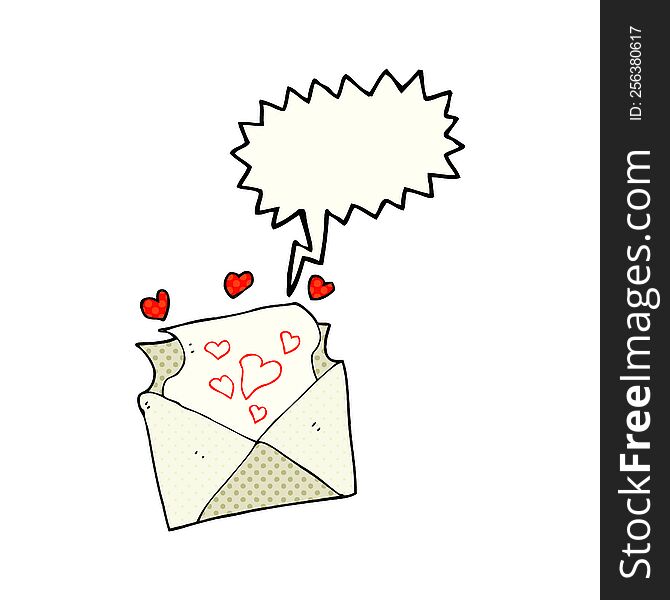 freehand drawn comic book speech bubble cartoon love letter