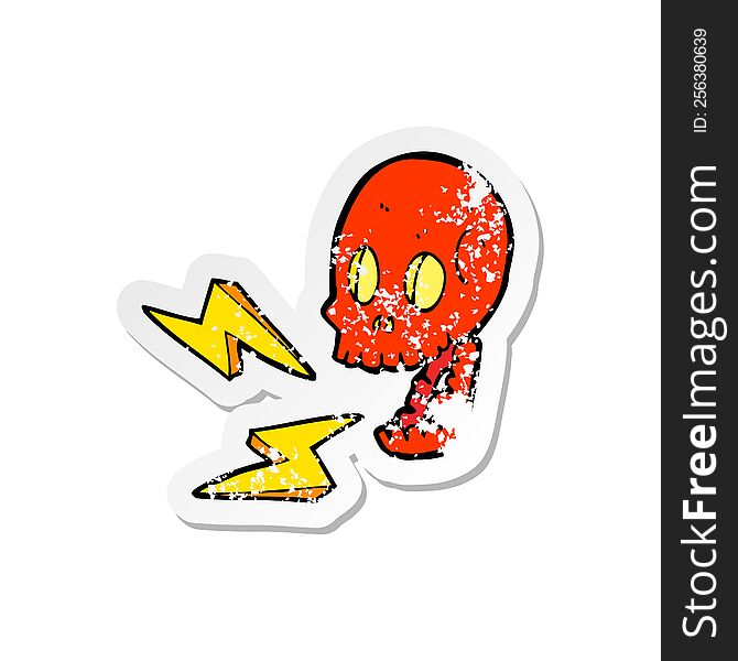 Retro Distressed Sticker Of A Cartoon Crazy Skull