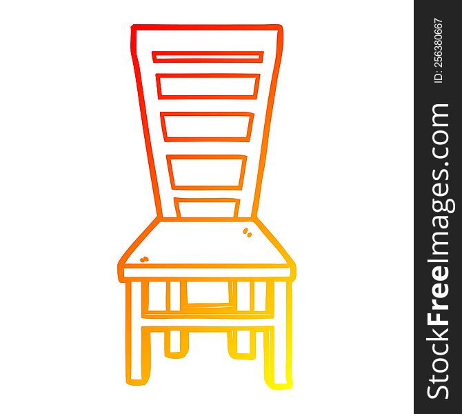 Warm Gradient Line Drawing Old Wooden Chair Cartoon