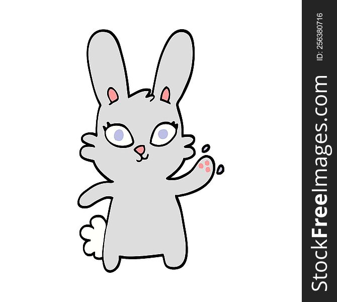 Cute Hand Drawn Doodle Style Cartoon Rabbit Waving