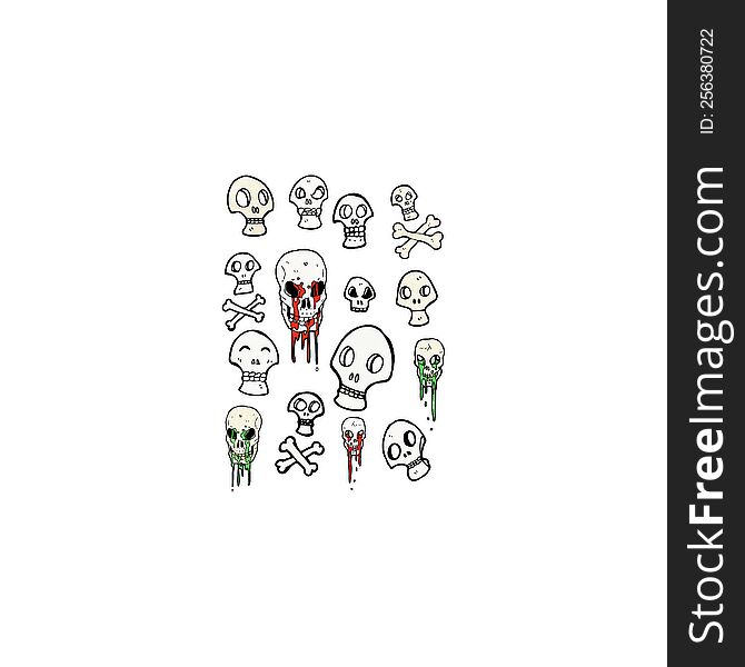 spooky skull symbols cartoon collection