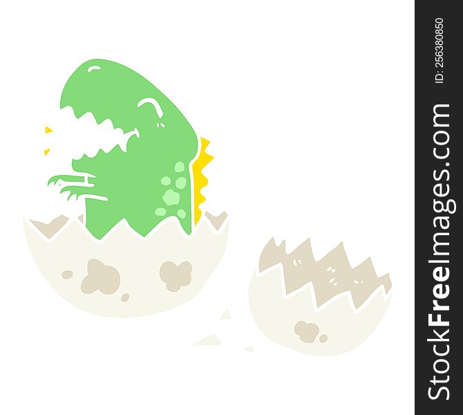 Flat Color Style Cartoon Dinosaur Hatching From Egg