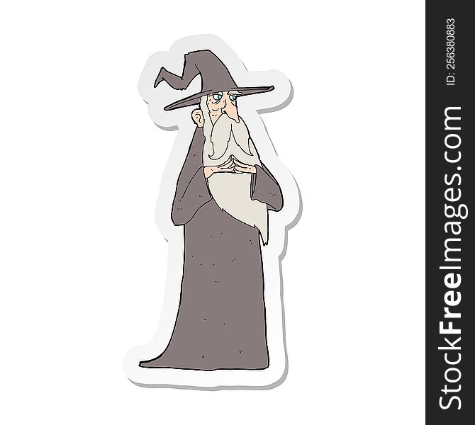 Sticker Of A Cartoon Old Wizard