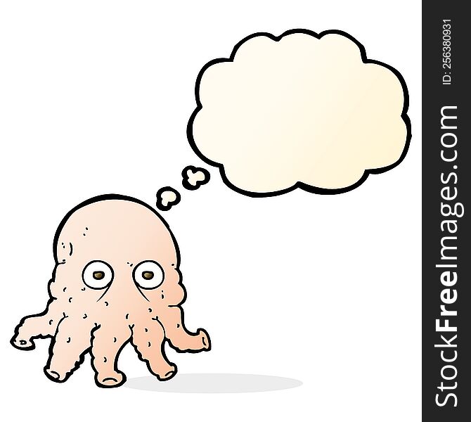 cartoon alien squid face with thought bubble