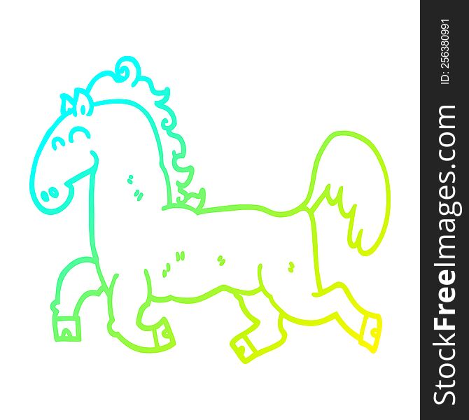 cold gradient line drawing cartoon stallion
