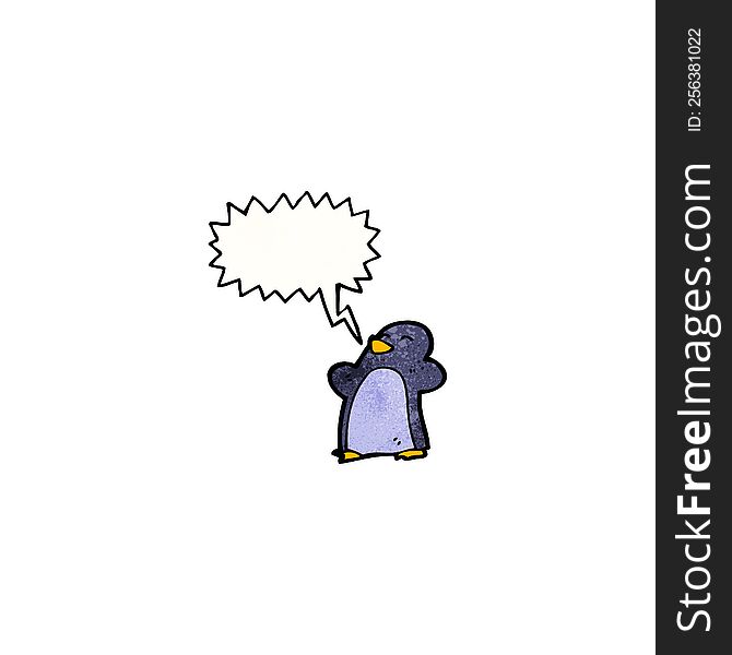 Penguin With Speech Bubble Cartoon