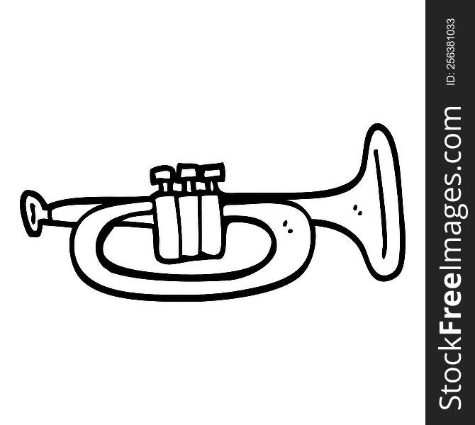 black and white cartoon trumpet