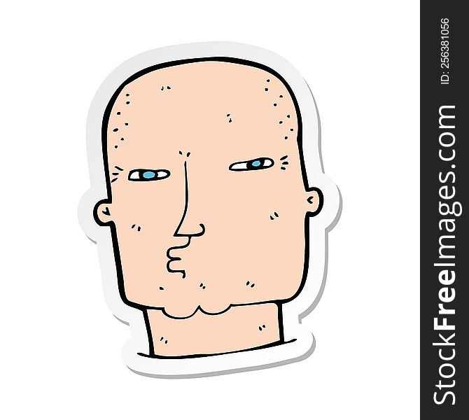 sticker of a cartoon bald tough guy
