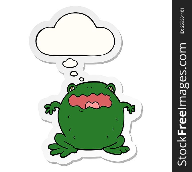 cartoon toad with thought bubble as a printed sticker