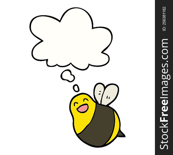 cartoon bee with thought bubble. cartoon bee with thought bubble