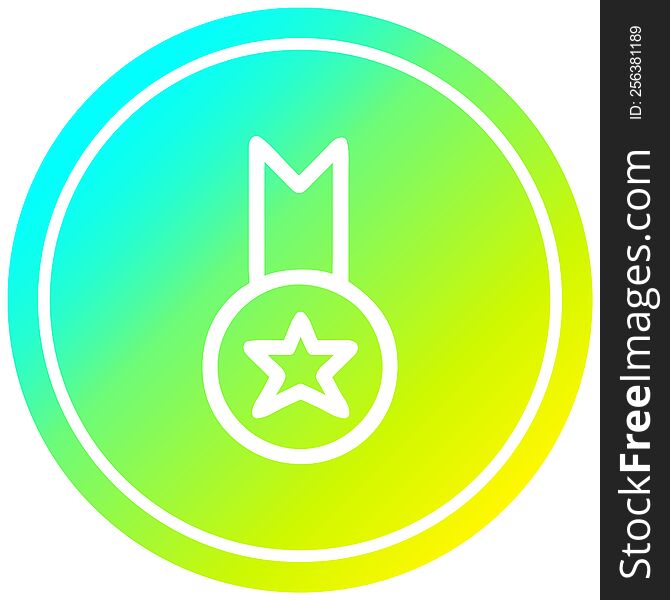 medal award circular icon with cool gradient finish. medal award circular icon with cool gradient finish