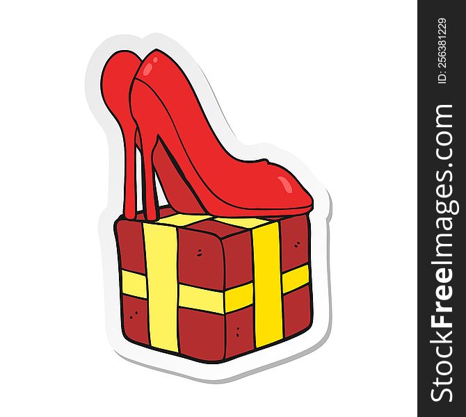 Sticker Of A Cartoon High Heel Shoes Gift