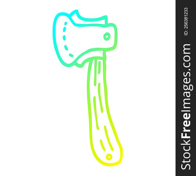 cold gradient line drawing of a cartoon long axe