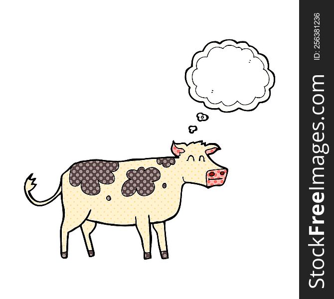 freehand drawn thought bubble cartoon cow