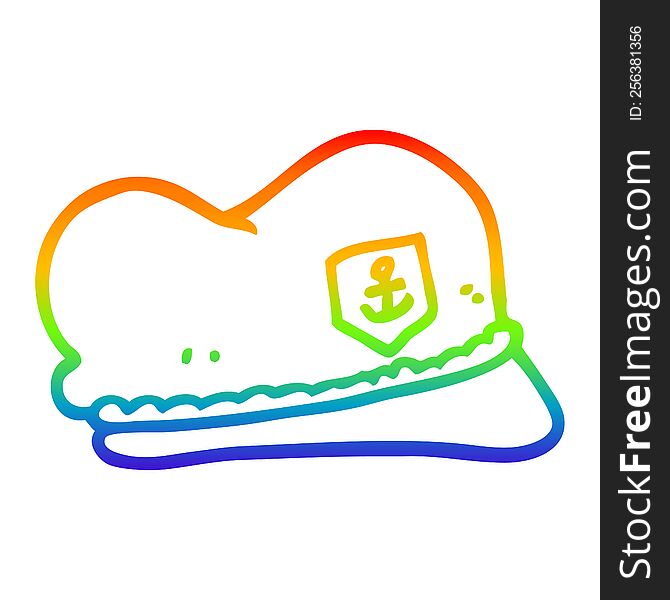 rainbow gradient line drawing of a cartoon sailor hat