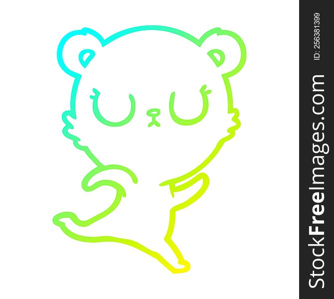 Cold Gradient Line Drawing Peaceful Cartoon Bear Running