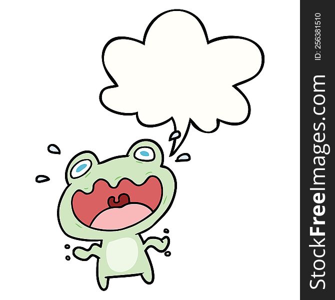 cute cartoon frog frightened with speech bubble