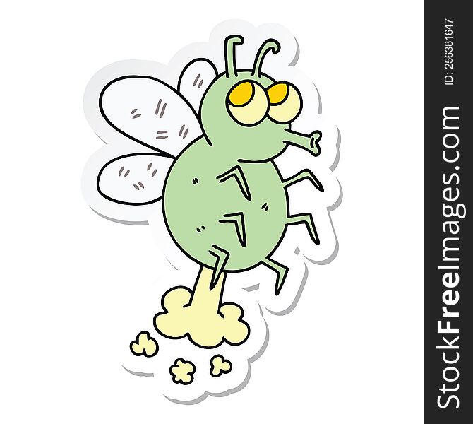 sticker of a quirky hand drawn cartoon fly