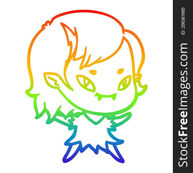 rainbow gradient line drawing cartoon friendly vampire girl