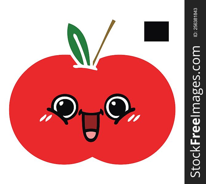 flat color retro cartoon of a red apple