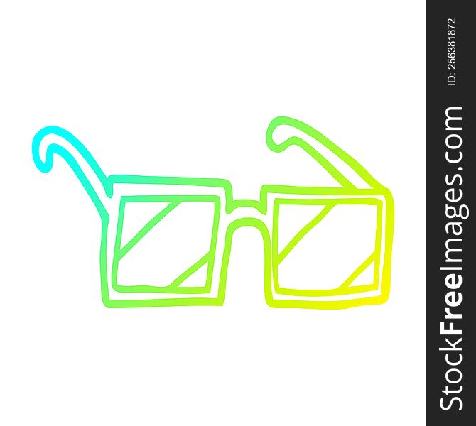 cold gradient line drawing of a cartoon square spectacles