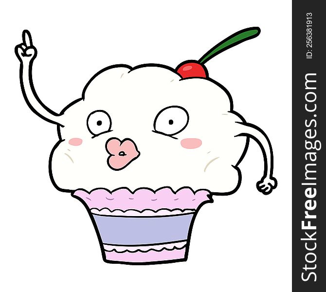 funny cartoon cupcake. funny cartoon cupcake
