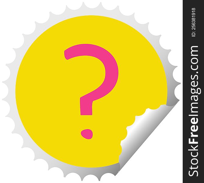 Circular Peeling Sticker Cartoon Question Mark