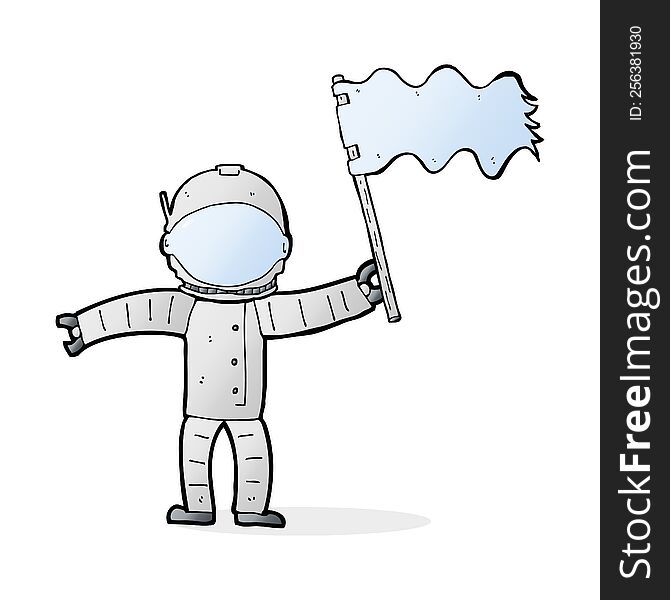 cartoon astronaut with flag