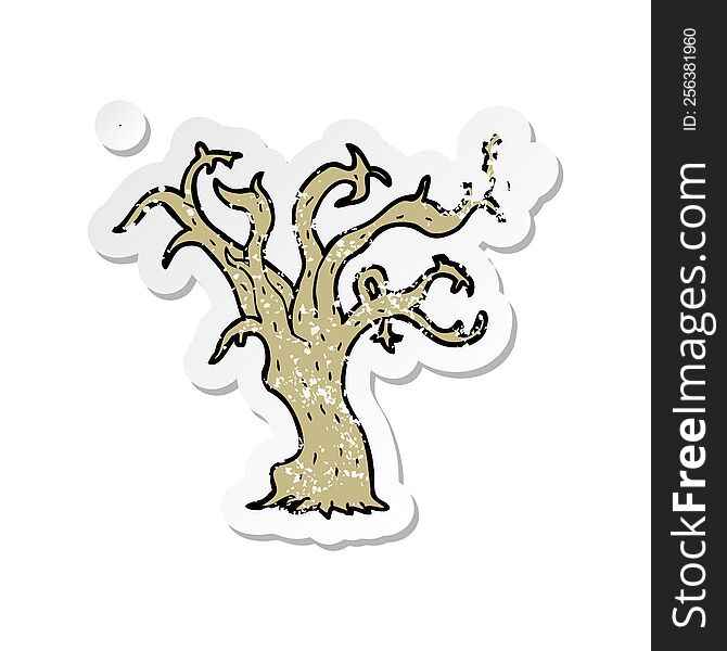 retro distressed sticker of a cartoon winter tree