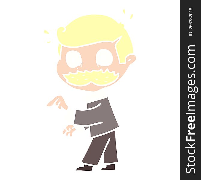 Flat Color Style Cartoon Man With Mustache Making A Point