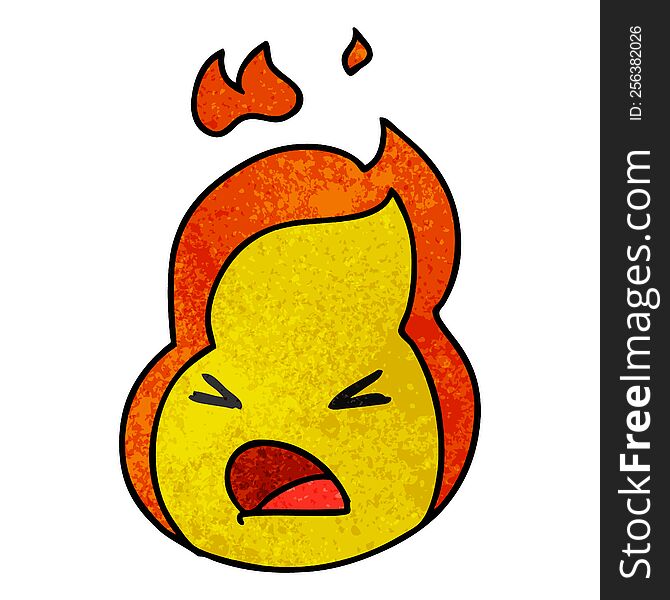 textured cartoon illustration kawaii cute fire flame. textured cartoon illustration kawaii cute fire flame