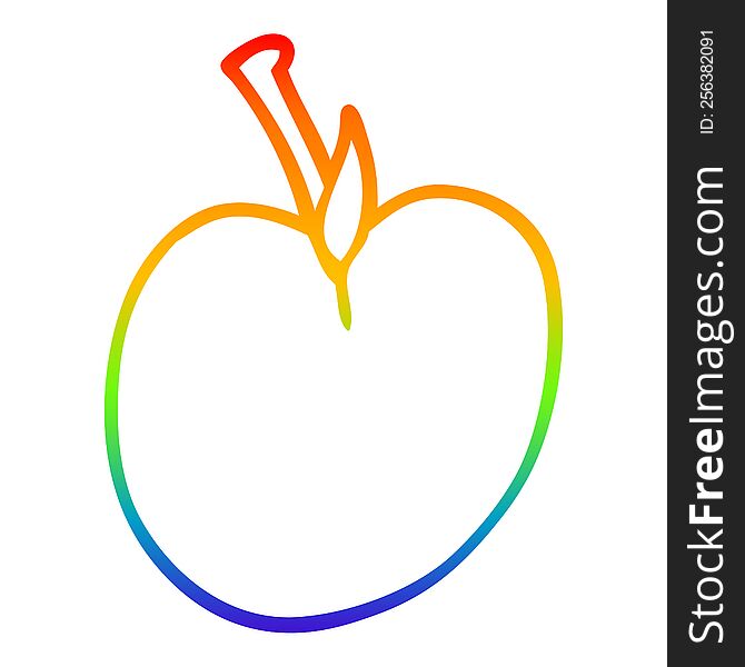 rainbow gradient line drawing of a cartoon of an apple