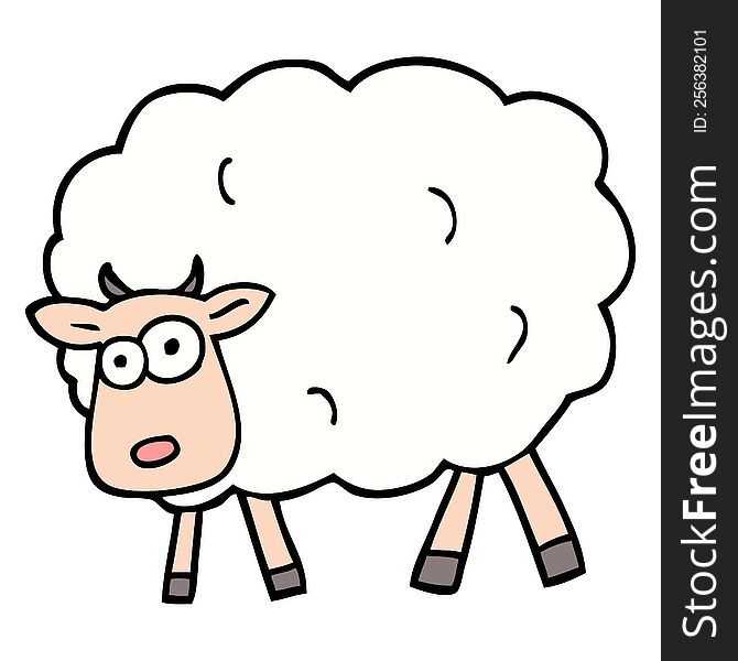 hand drawn doodle style cartoon sheep