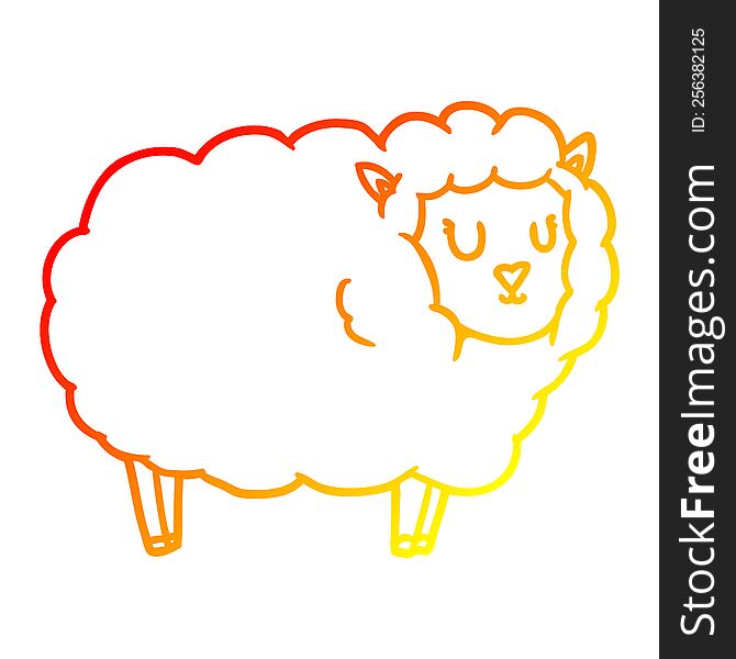 Warm Gradient Line Drawing Cartoon Sheep