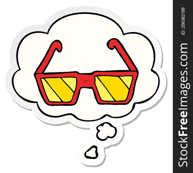 cartoon glasses with thought bubble as a printed sticker