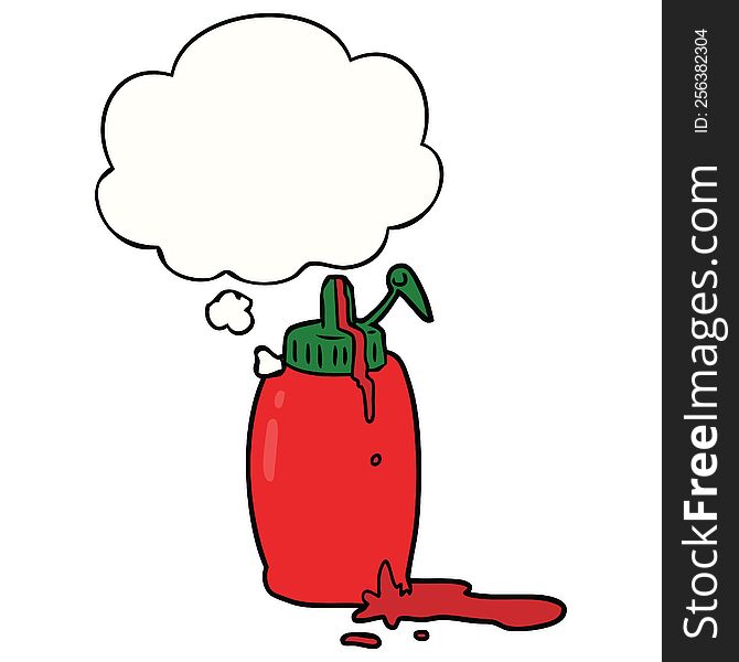 Cartoon Ketchup Bottle And Thought Bubble