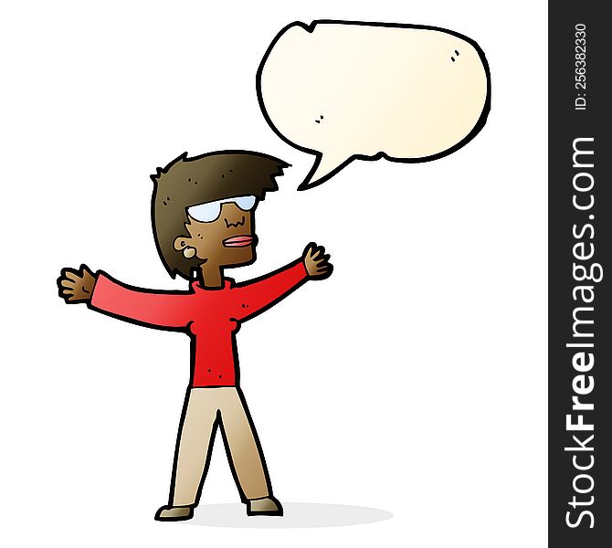 cartoon woman wearing glasses with speech bubble