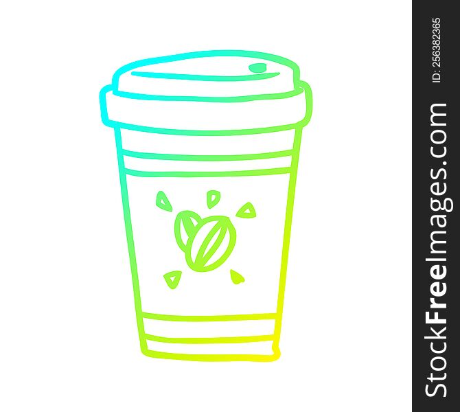 Cold Gradient Line Drawing Cup Of Takeout Coffee