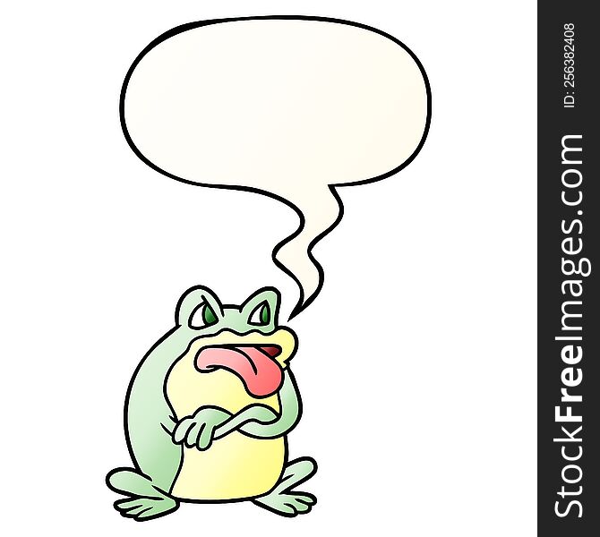 Grumpy Cartoon Frog And Speech Bubble In Smooth Gradient Style