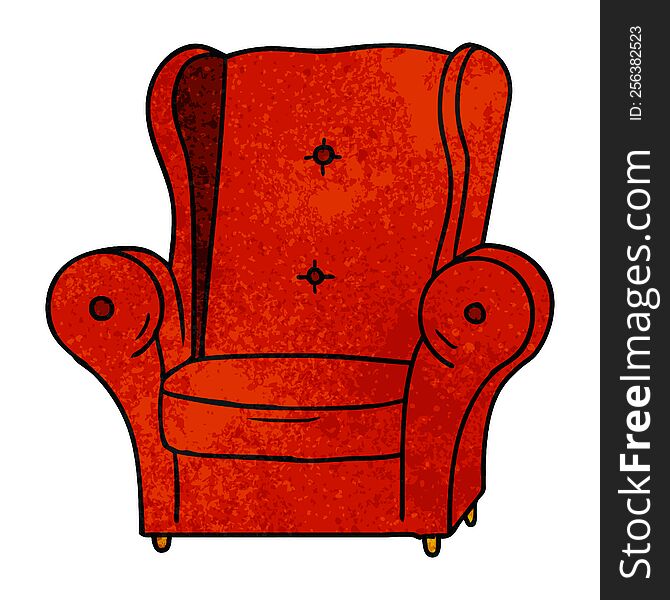 hand drawn textured cartoon doodle of an old armchair