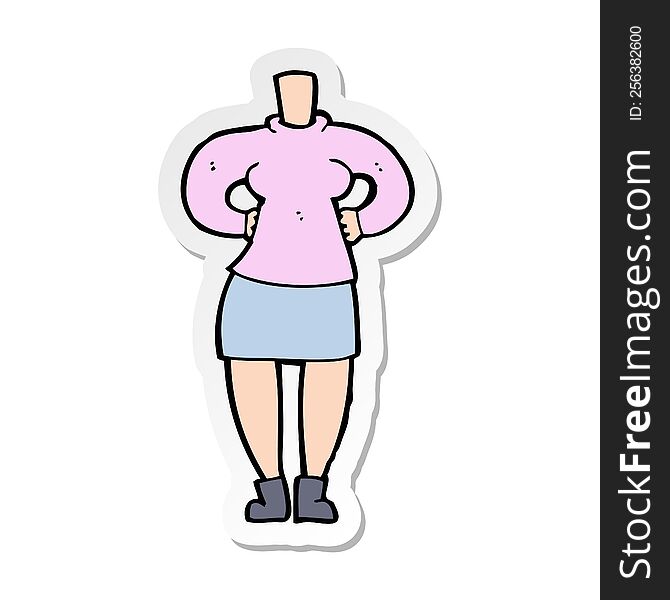 sticker of a cartoon female body