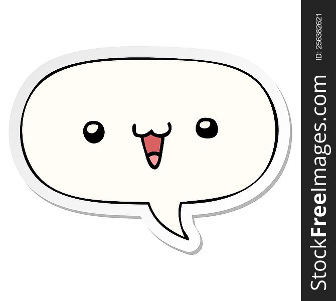 Cute Happy Face Cartoon And Speech Bubble Sticker