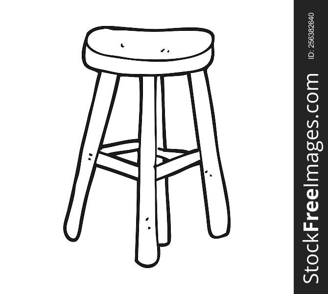 freehand drawn black and white cartoon stool