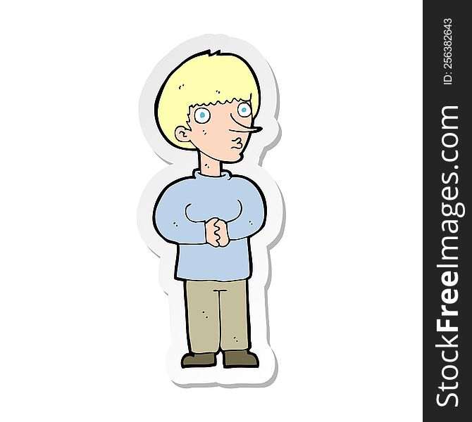 Sticker Of A Cartoon Nervous Man