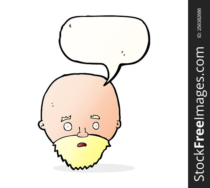 Cartoon Shocked Man With Beard With Speech Bubble