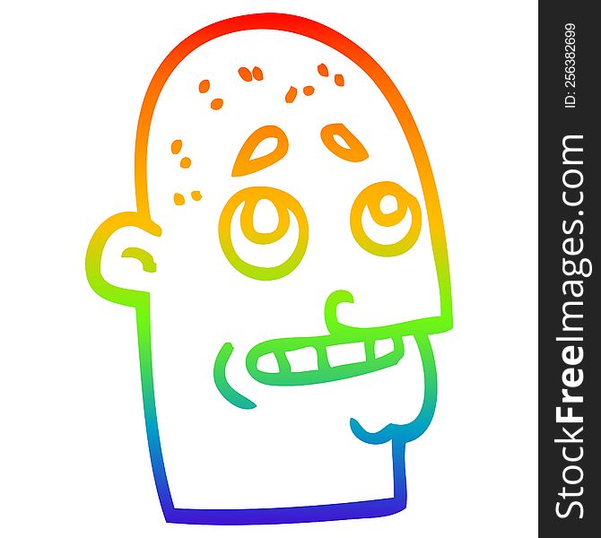 rainbow gradient line drawing of a cartoon bald man