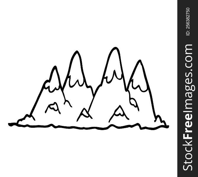 Line Drawing Cartoon Mountain Range