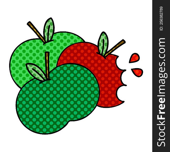 comic book style cartoon of a juicy apple