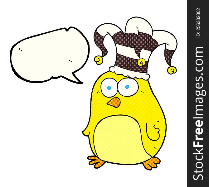 freehand drawn comic book speech bubble cartoon funny bird